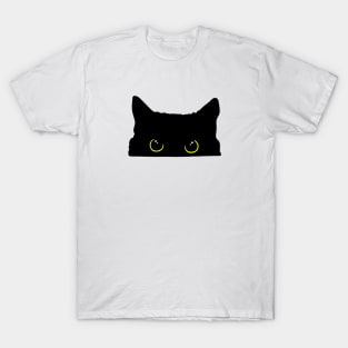 Peeking Black Kitty Cat Silhouette T-Shirt